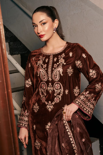 Brown Embroidered 2PC