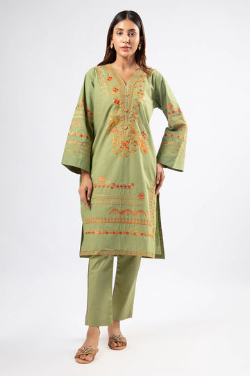Green Embroidered 2PC