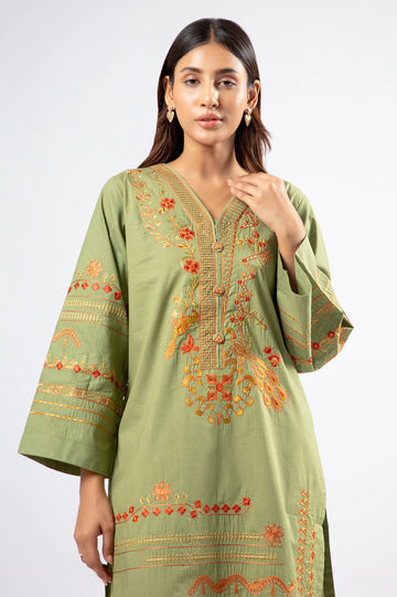 Green Embroidered 2PC