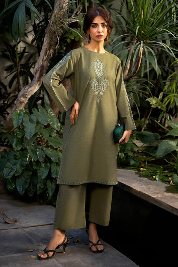 Embroidered Chambray-Light Green 2PC