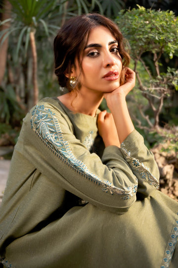 Embroidered Chambray-Light Green 2PC