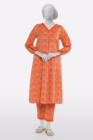 Orange Printed 2PC From Sohaye By Diners