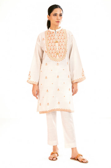 Off White Embroidered 2PC