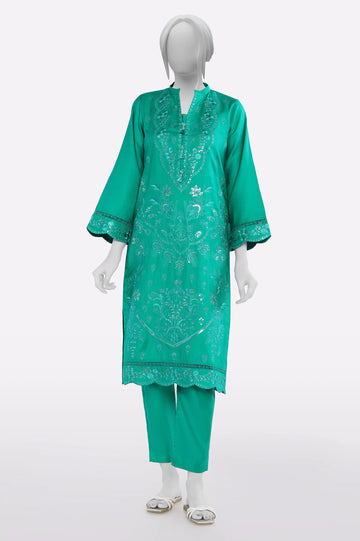 Green Embroidered 2PC From Sohaye By Diners