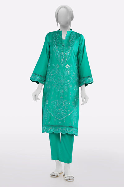 Green Embroidered 2PC From Sohaye By Diners
