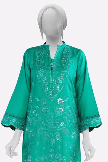 Green Embroidered 2PC From Sohaye By Diners