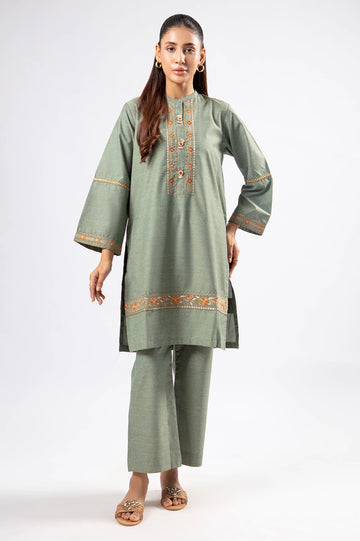 Green Embroidered 2PC