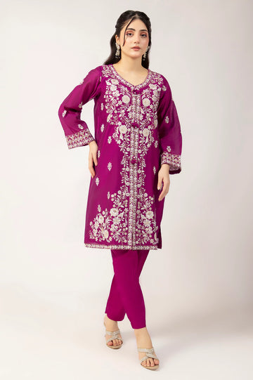 Dark Pink Embroidered 2PC