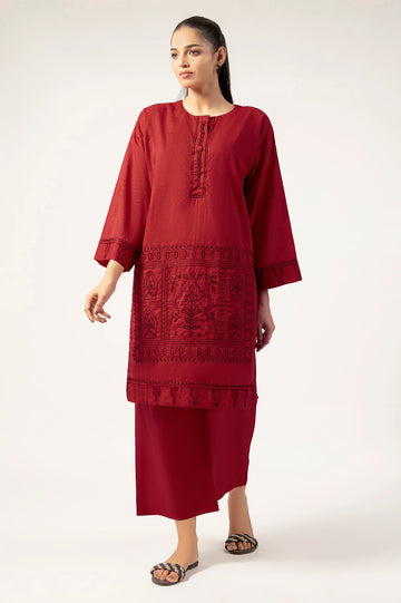 Red Embroidered 2PC