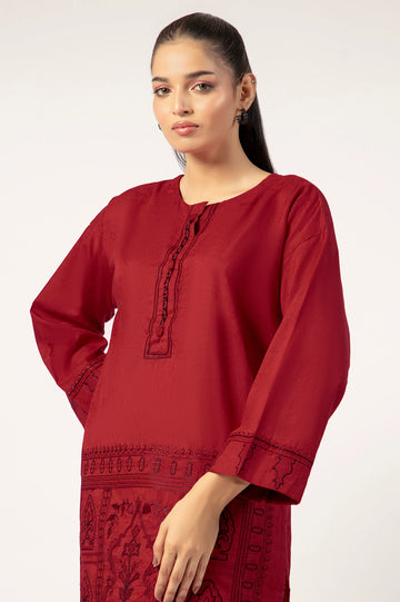 Red Embroidered 2PC