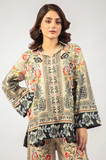 Beige Fusion Printed 2PC