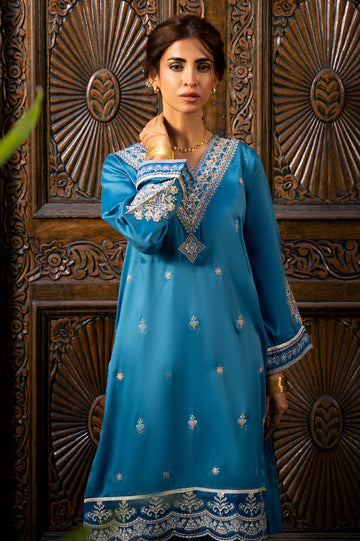 Blue Embroidered 2PC