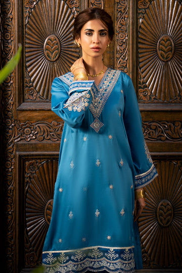 Blue Embroidered 2PC