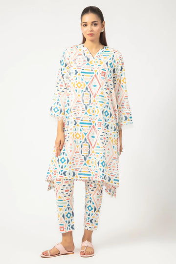 White Printed 2PC