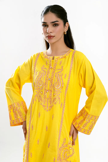 Yellow Embroidered 2PC