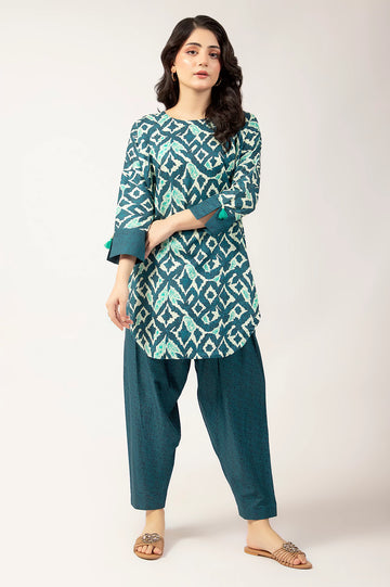 Teal Printed 2PC
