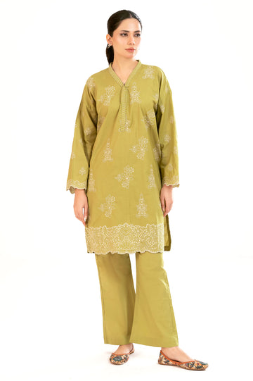 Olive Embroidered 2PC