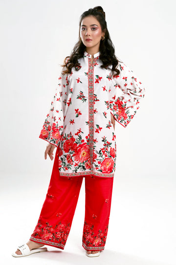 White Printed 2PC