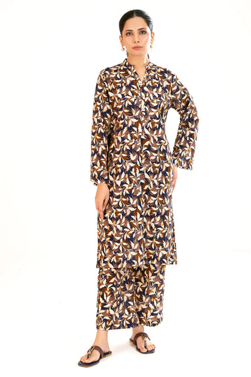 Brown Printed 2PC