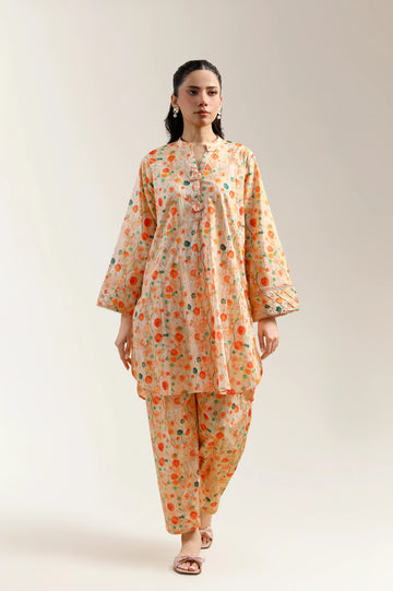 Peach Printed 2PC