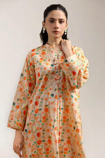Peach Printed 2PC