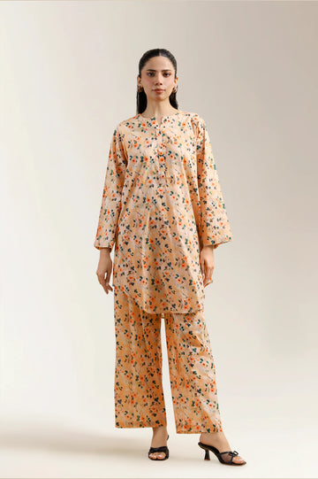 Peach Printed 2PC