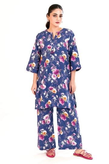 Navy Blue Printed 2PC