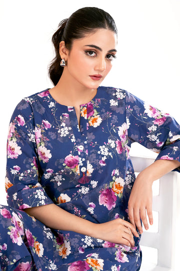 Navy Blue Printed 2PC
