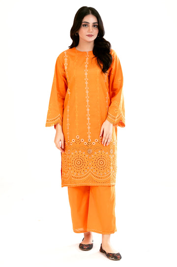 Orange Embroidered 2PC
