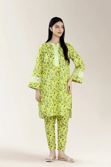 Print With Embroidery Lawn-Multi 2PC