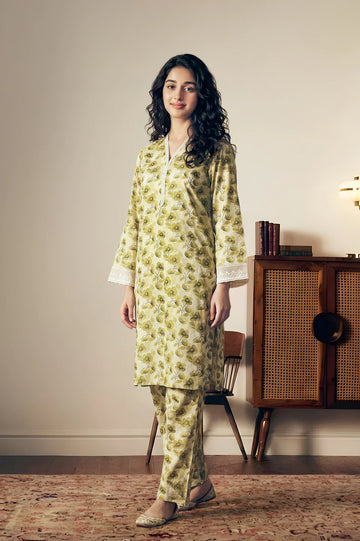 Printed Beige 2PC Suit