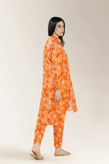 Basic Printed Lawn-Orange 2PC