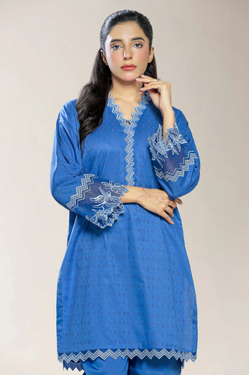 Embroidered Jacquard Blue 2PC