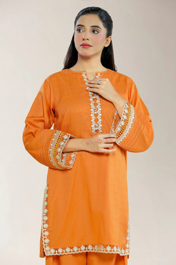 Embroidered Jacquard Rust 2PC