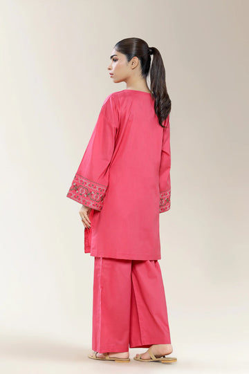 Embroidered Cambric Red 2PC
