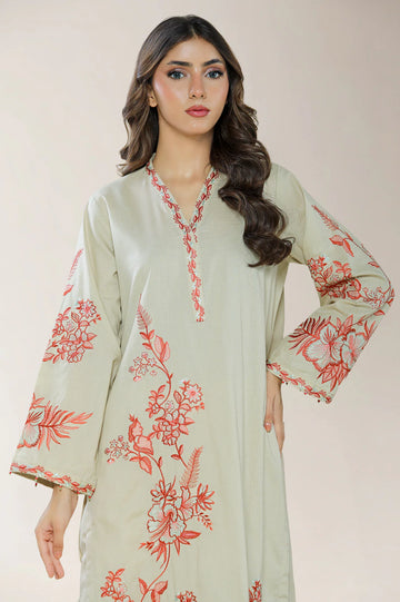 Embroidered Cotton Beige 2PC