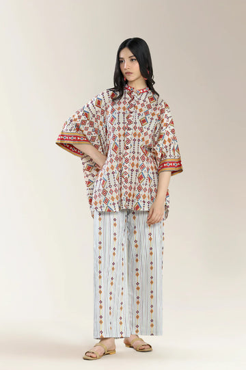 Printed Cambric-Ivory 2PC