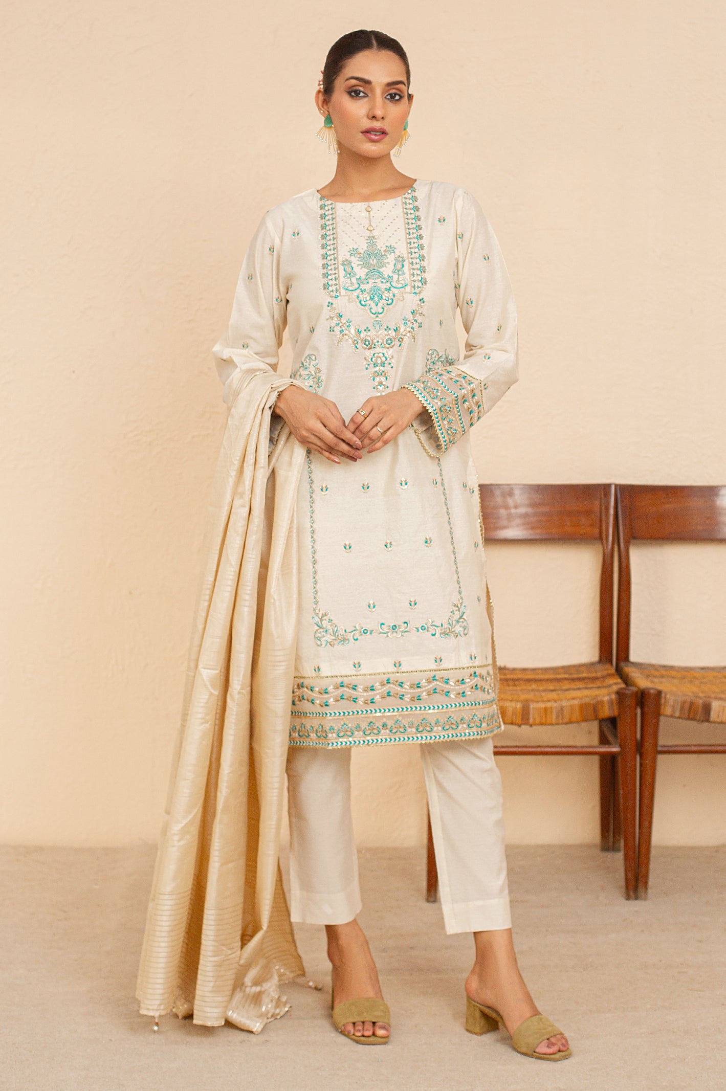 3PC Embroidered Suit From Diners