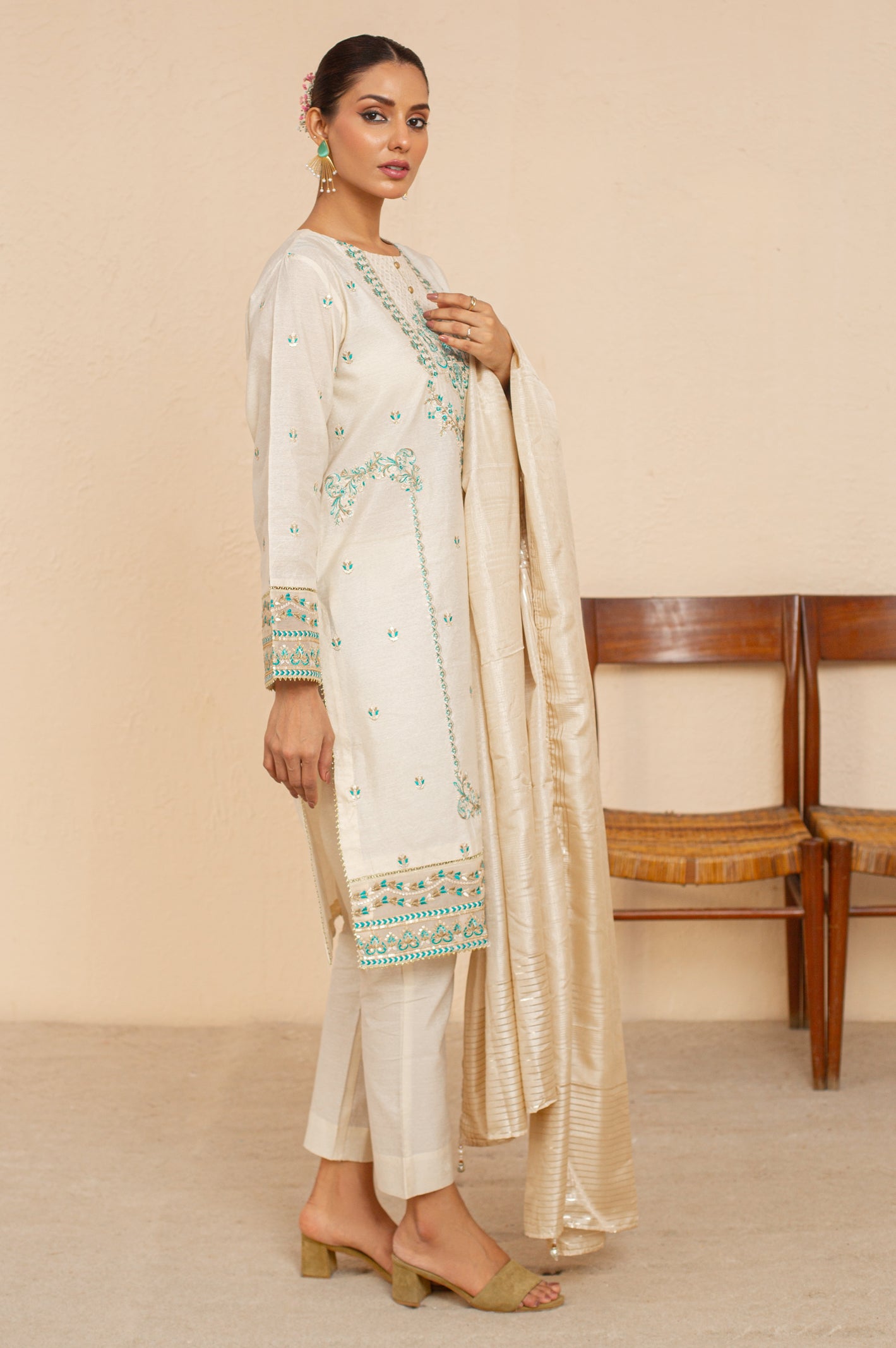 3PC Embroidered Suit From Diners