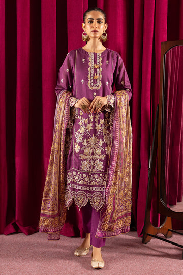 3PC Purple Embroidered Suit From Diners