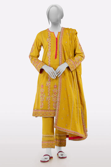 Mustard Embroidered 3PC From Sohaye By Diners