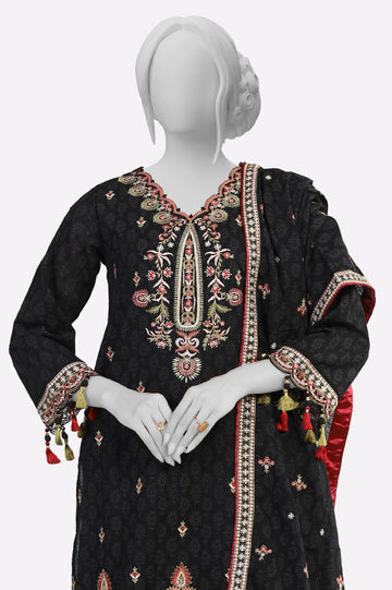 Black Printed Embroidered 3PC From Sohaye By Diners