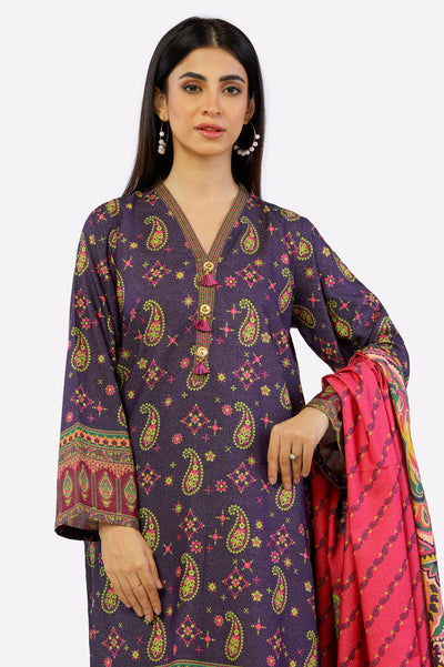 Purple Printed 3PC From Sohaye By Diners