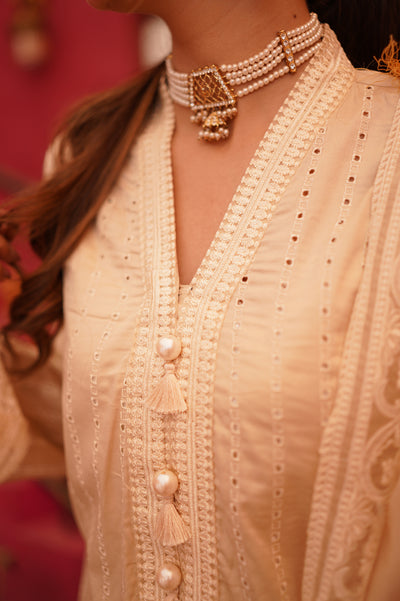 Cream Embroidered  3PC From Sohaye By Diners