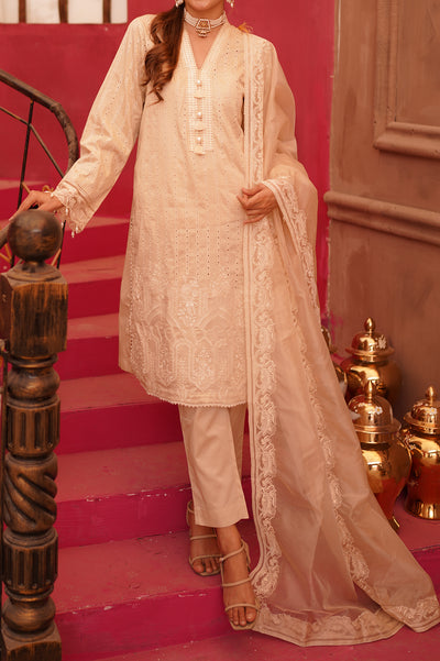 Cream Embroidered  3PC From Sohaye By Diners