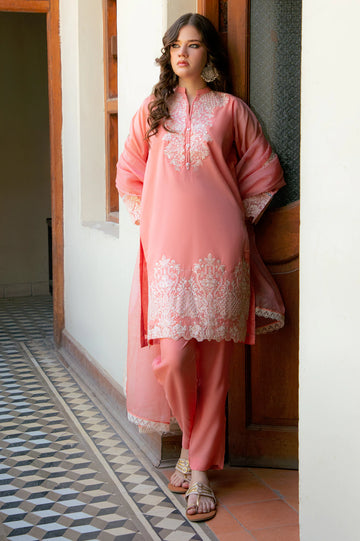 Pink Embroidered 3PC