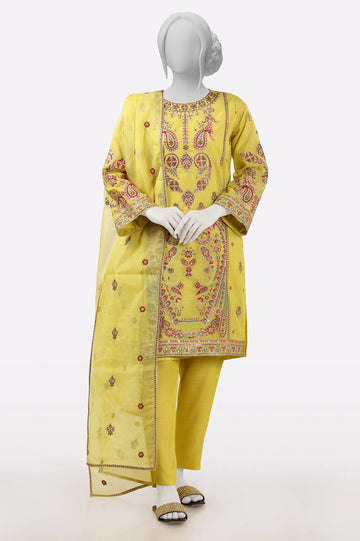 Yellow Embroidered 3PC From Sohaye By Diners