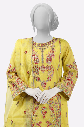 Yellow Embroidered 3PC From Sohaye By Diners