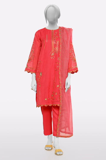 Red Embroidered 3PC From Sohaye By Diners