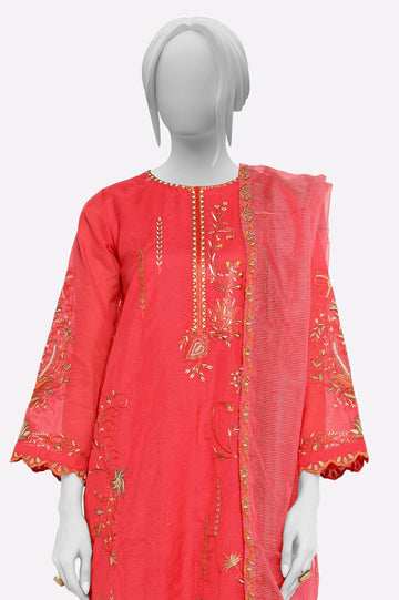 Red Embroidered 3PC From Sohaye By Diners